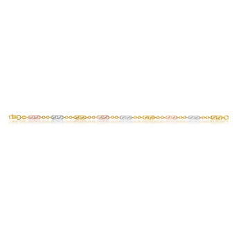 9ct Multi Tone Greek 19cm Ladies Bracelet