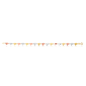 9ct Multi Tone Heart Link 19cm Bracelet