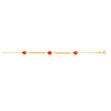 9ct Yellow Gold 16cm Bracelet with 3 Red Strawberries