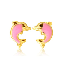 Load image into Gallery viewer, 9ct Yellow Gold Dolphin Stud Earrings