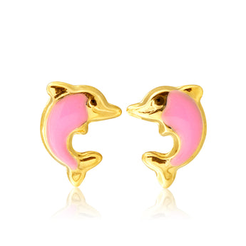 9ct Yellow Gold Dolphin Stud Earrings