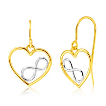 Load image into Gallery viewer, 9ct Yellow Gold Infinity Heart Drop Earrings