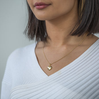 9ct Yellow Gold and White Stripe Heart Pendant