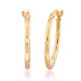 9ct Yellow Gold Double Side Diamond Cut 15mm Hoop Earrings