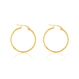 9ct Yellow Gold Double side Diamond Cut 20mm Hoop Earrings