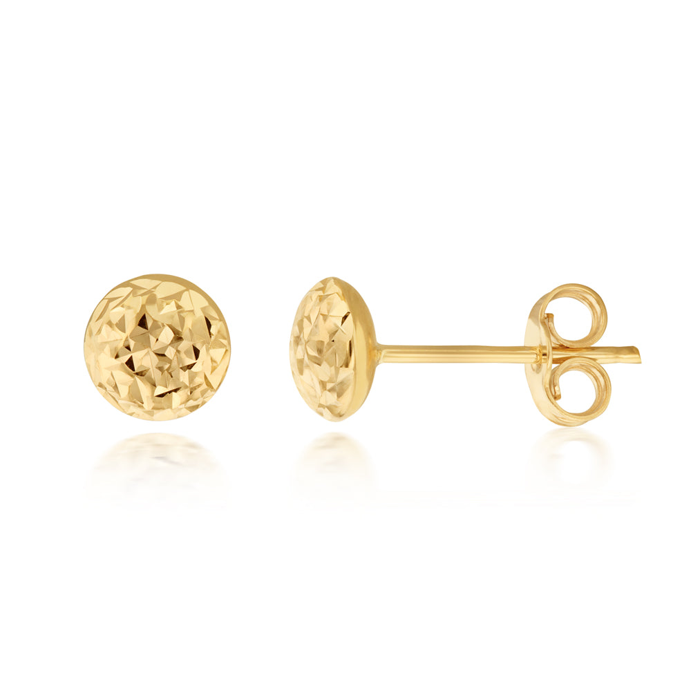 9ct Yellow Gold Textured 5.5mm Stud Earrings