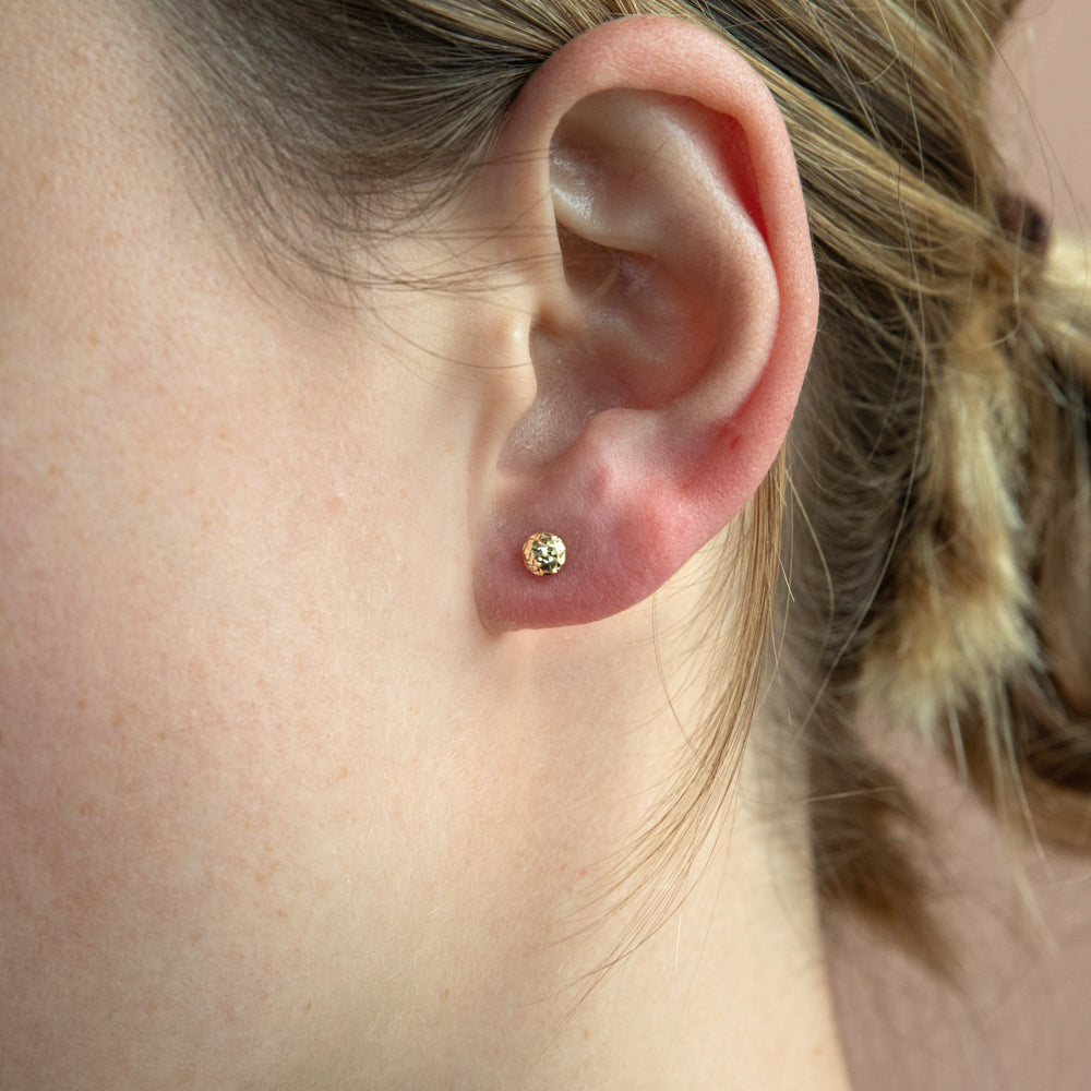 9ct Yellow Gold Diamond Cut 4.5mm Stud Earrings