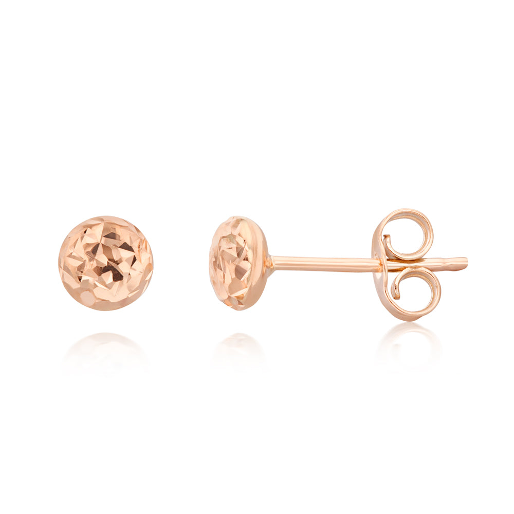 9ct Rose Gold Textured 4.5 mm Stud Earrings