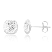 Load image into Gallery viewer, 9ct White Gold Textured Button Stud Earrings