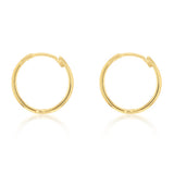 9ct Yellow Gold  Plain Hinged Hoop Earrings