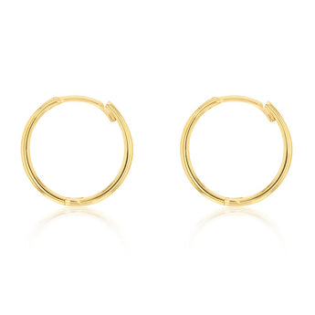 9ct Yellow Gold  Plain Hinged Hoop Earrings