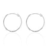 9ct White Gold Plain Hinged Twisted Hoop Earrings