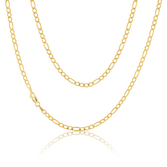 9ct Yellow Gold Silverfilled Figaro 3:1 45cm Chain