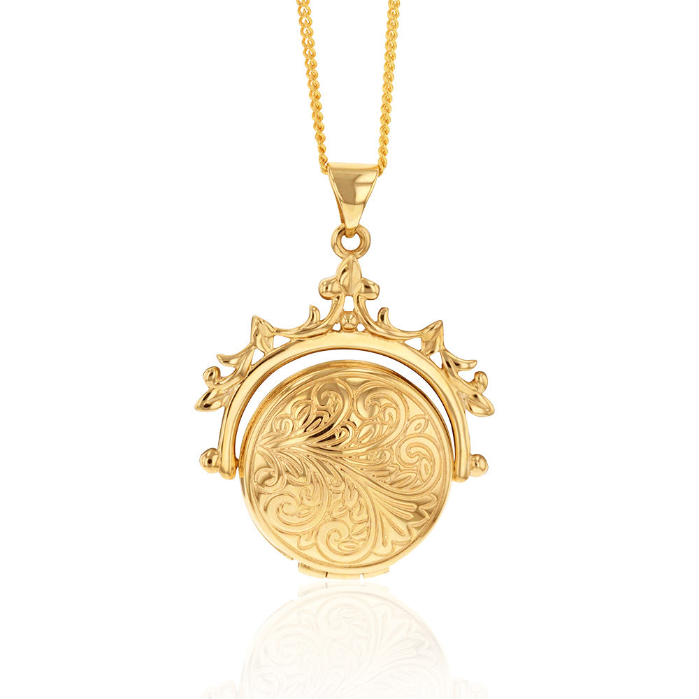 9ct Yellow Gold Spinner Locket Pendant