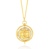 9ct Two Tone Gold Spinner Locket Pendant