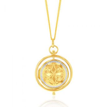 9ct Two Tone Gold Spinner Locket Pendant