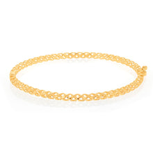Load image into Gallery viewer, 9ct Yellow Gold Fancy Diamond Cut 65mm Bangle