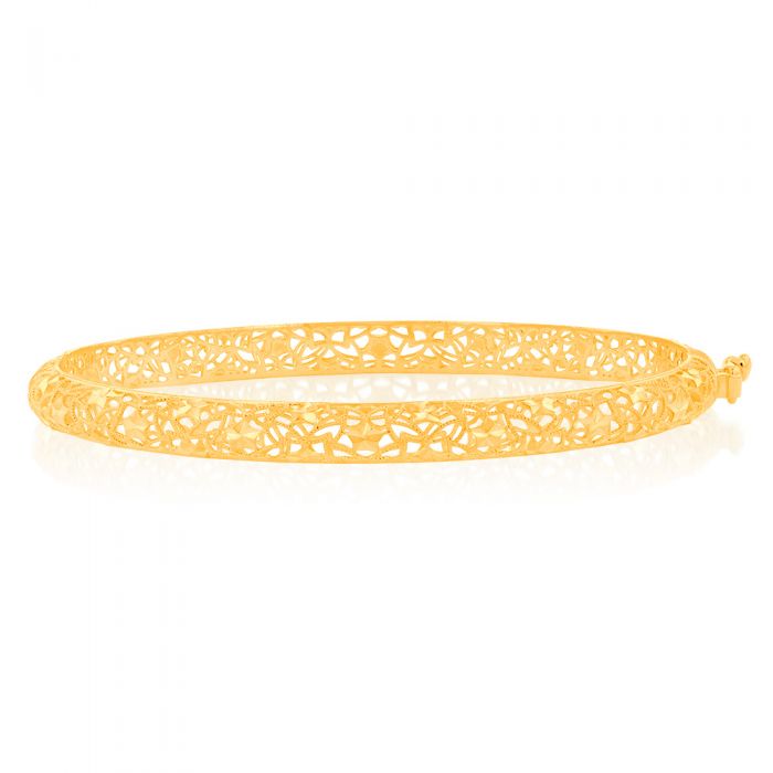 9ct Yellow Gold Fancy Mesh 65mm Bangle