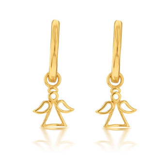 9ct Yellow Gold Angel On Sleeper Earrings
