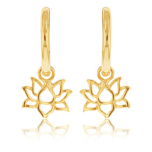 Load image into Gallery viewer, 9ct Yellow Gold Lotus On Sleeper Earrings