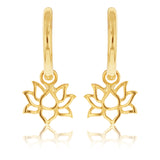 9ct Yellow Gold Lotus On Sleeper Earrings
