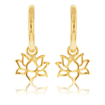9ct Yellow Gold Lotus On Sleeper Earrings