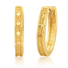 Load image into Gallery viewer, 9ct Yellow Gold Textured Diamond Cut Huggies Earrings