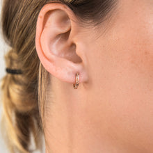 Load image into Gallery viewer, 9ct Rose Gold Textured Diamond Cut Huggies Earrings