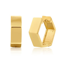 Load image into Gallery viewer, 9ct Yellow Gold Plain Pentagon Huggies Earrings