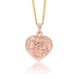 9ct Rose Gold Textured Diamond Cut Heart Pendant