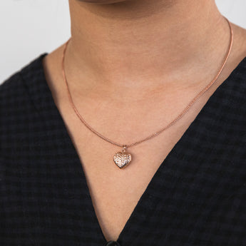 9ct Rose Gold Textured Diamond Cut Heart Pendant