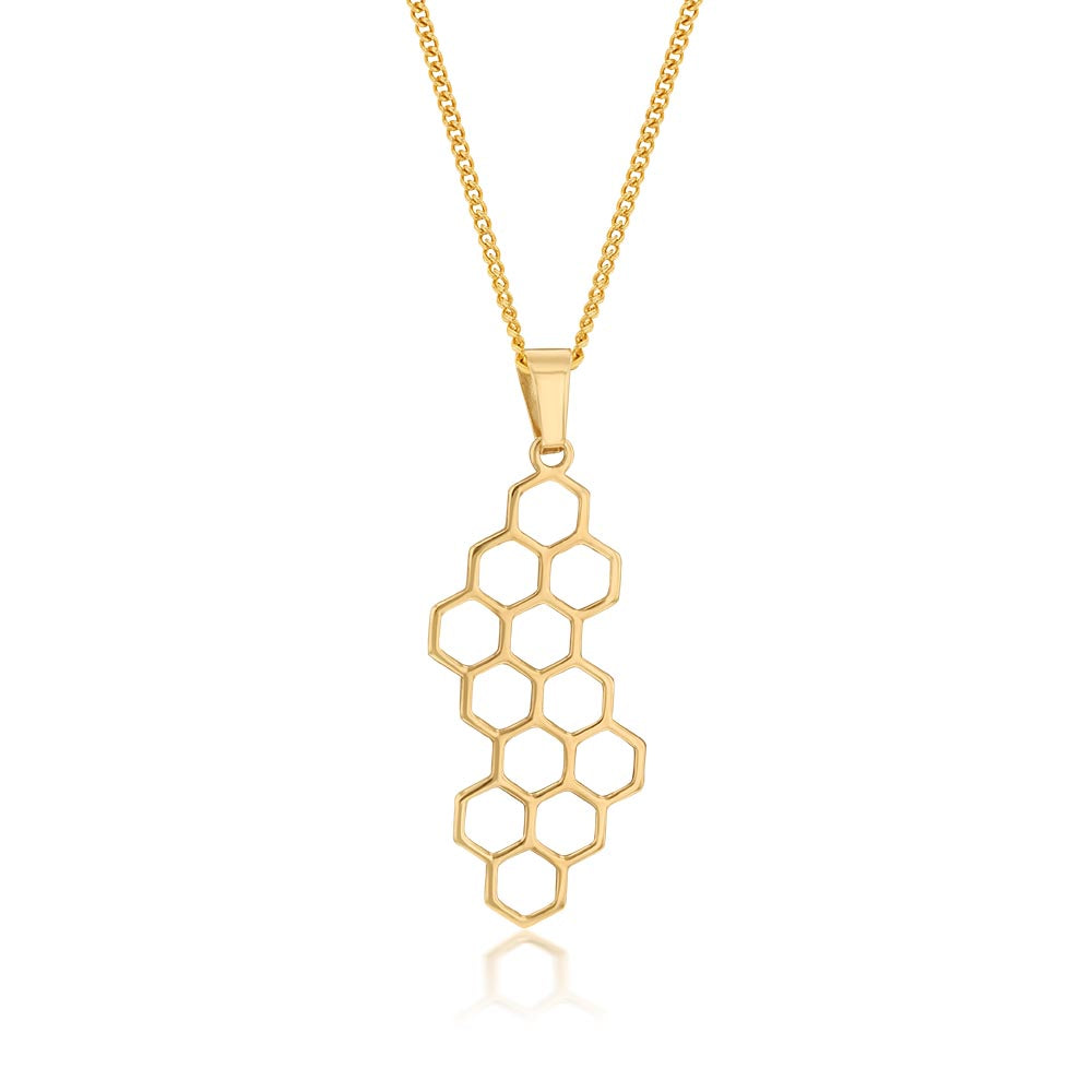 9ct Yellow Gold Beehive Pattern Pendant
