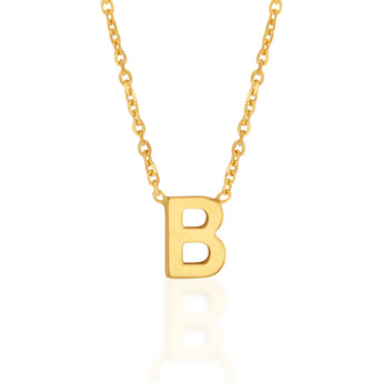 9ct Yellow Gold Initial "B" Pendant on 43cm Chain