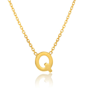 9ct Yellow Gold Initial "Q" Pendant on 43cm Chain