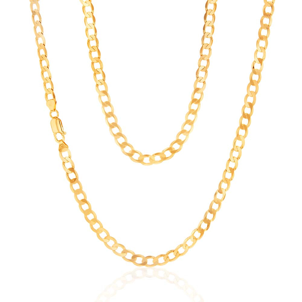 9ct Yellow Gold 150 Gauge Curb 55cm Chain