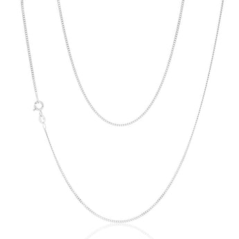 9ct White Solid Gold 40 Gauge Curb 46cm Chain