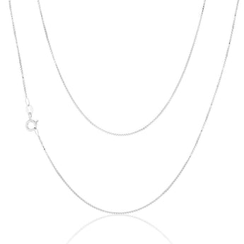 9ct White Solid Gold 15 Gauge Box 41cm Chain