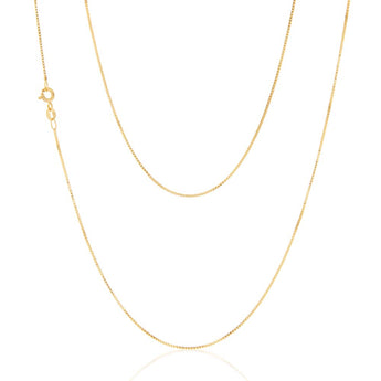 9ct Yellow Solid Gold 15 Gauge Box 51cm Chain