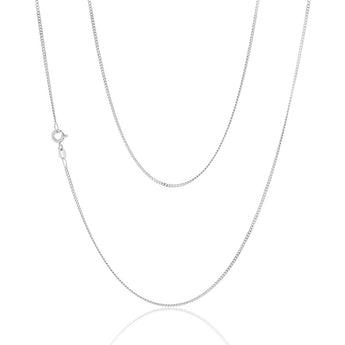 9ct White Solid Gold 40 Gauge Curb 51cm Chain