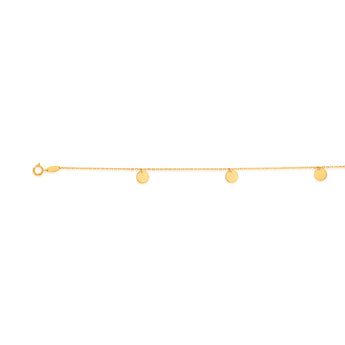 9ct Yellow Gold Disc Charm 27cm Anklet
