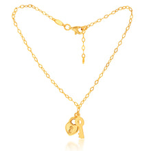 Load image into Gallery viewer, 9ct Yellow Gold Lock And Key 24.8cm Anklet