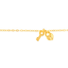 Load image into Gallery viewer, 9ct Yellow Gold Lock And Key 24.8cm Anklet