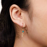 9ct Yellow Gold Evil Eye & Key On Hoop Earrings