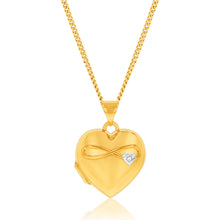 Load image into Gallery viewer, 9ct Yellow &amp; White Gold Two Tone Together Forever On Heart Locket Pendant