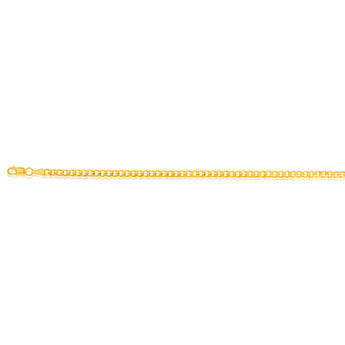 9ct Yellow Gold Concave Extra Flat 80Gauge 3mm Curb 19cm Bracelet