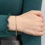 9ct Yellow Gold Concave Extra Flat 80Gauge 3mm Curb 19cm Bracelet