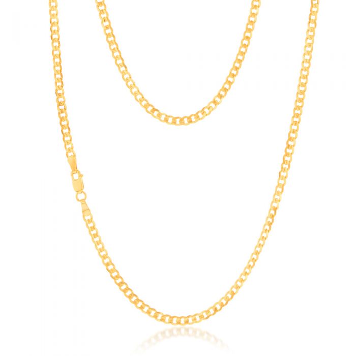 9ct Yellow Gold Concave Extra Flat 80 Gauge 3mm Curb 45cm Chain