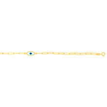 Load image into Gallery viewer, 9ct Yellow Gold Evil eye On Paperclip 19cm Bracelet