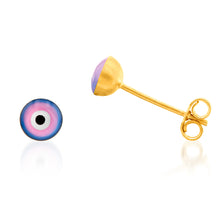 Load image into Gallery viewer, 9ct Yellow Gold Round Evil Eye Stud Earrings