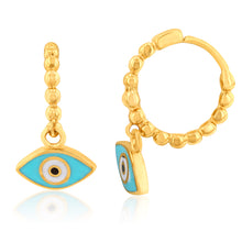 Load image into Gallery viewer, 9ct Yellow Gold Evil Eye On Fancy Sleeper Earrings